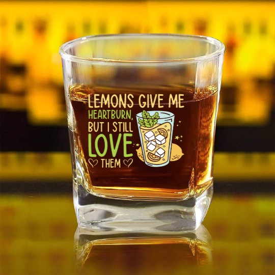 Lemon Fruit Lemonade Citrus Square Whiskey Glasses