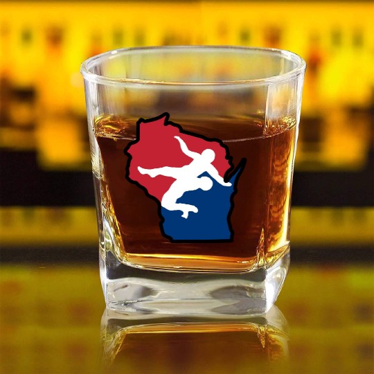 Wisconsin Wrestling Square Whiskey Glasses