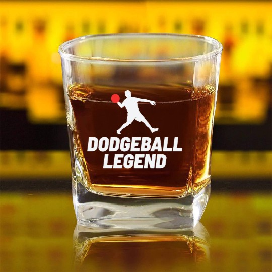 Dodgeball Player Coach Team Sports Funny Square Whiskey Glasses