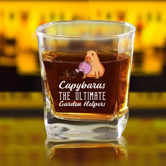 Gardening Capybara Garden Planting Gardener Square Whiskey Glasses