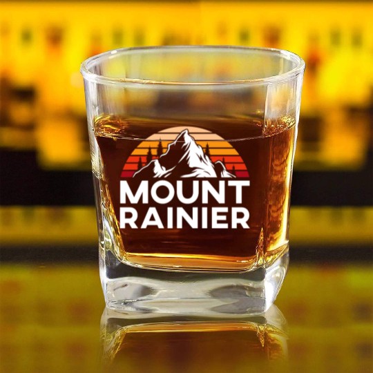 Mount Rainier Mountaineer Summit Sport Hiking Square Whiskey Glasses
