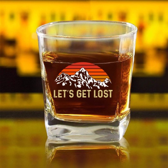 Let us get Lost Wanderlust funny Hiking Square Whiskey Glasses