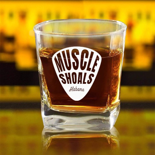 Muscle Shoals Albm Guitar Pick Music Recording Square Whiskey Glasses