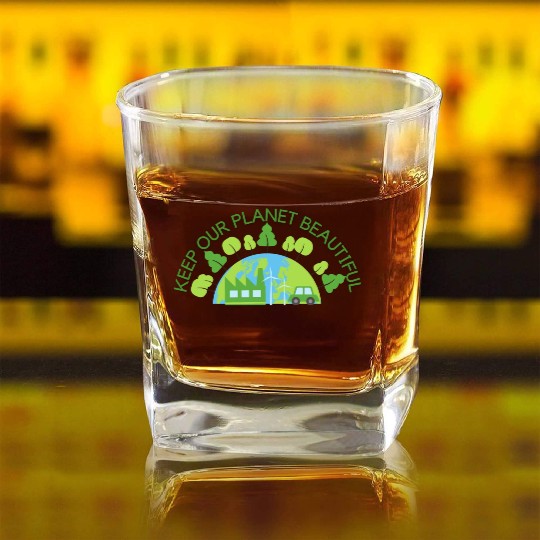 Save The Earth Its The Only Planet With Cat Square Whiskey Glasses