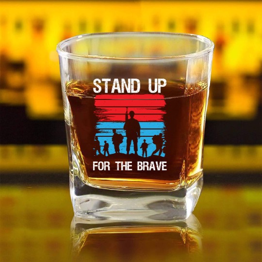 Soldier stand up for brave military army veteran Square Whiskey Glasses