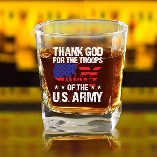 Soldier thank god for troops of us army military Square Whiskey Glasses
