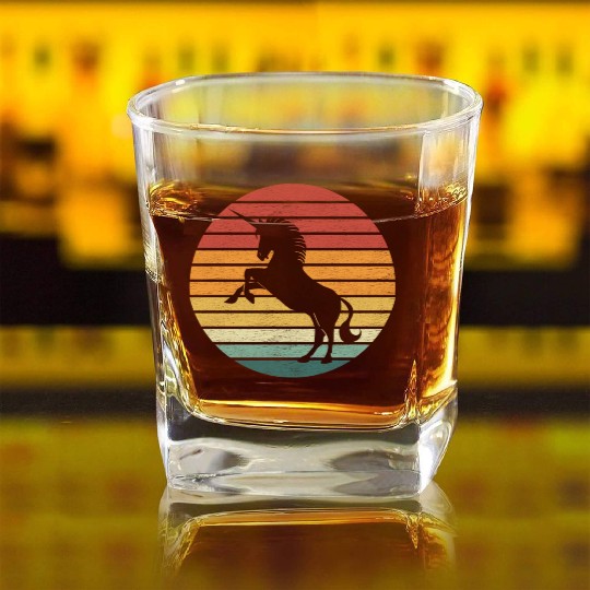 Unicorn Lover - Vintage Sunset Unicorn Square Whiskey Glasses