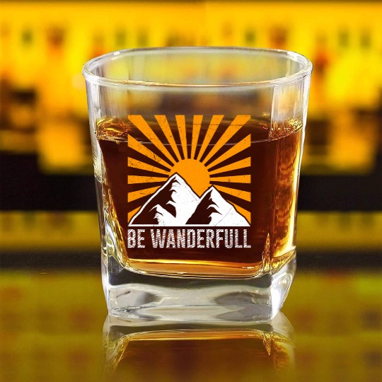 Wanderfull Hiker Mountain fan Wanderlust Mountains Square Whiskey Glasses