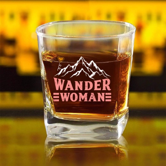 Wanderwoman Mountaineering Hiking Women Square Whiskey Glasses