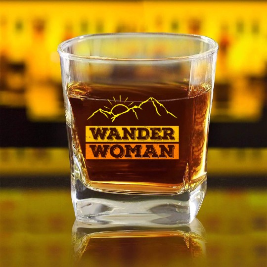 Wanderwoman Mountaineering Hiking Women Square Whiskey Glasses