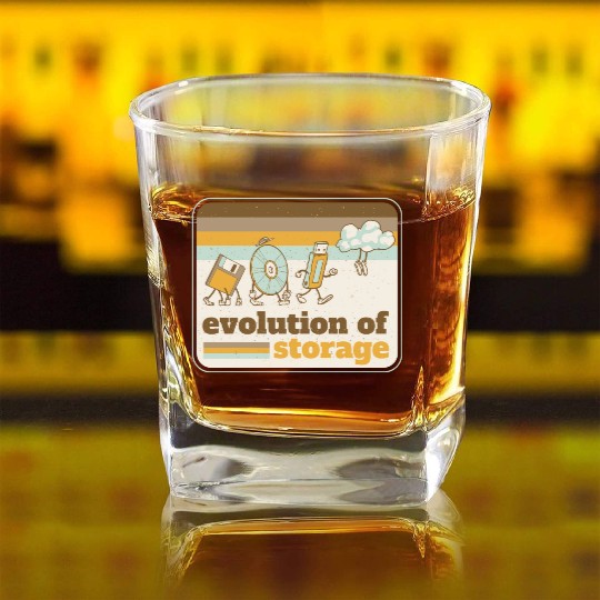 Computer storage evolution Square Whiskey Glasses