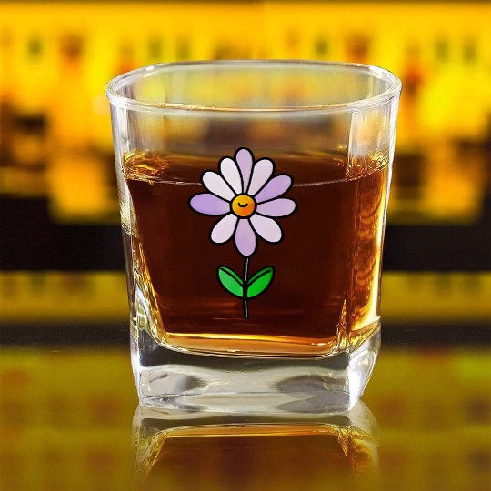 Lavender Flower Art Square Whiskey Glasses
