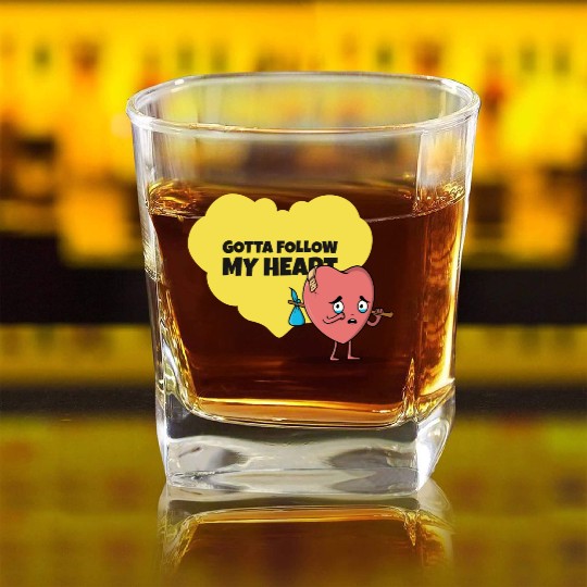 Gotta Follow My Heart Anti Valentine Heart Square Whiskey Glasses