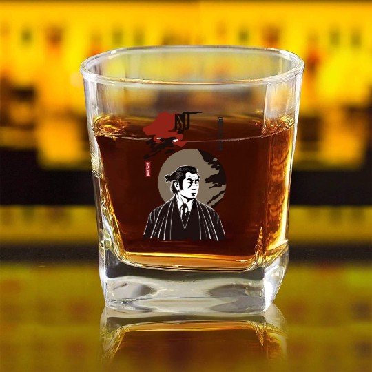 Japan Retro Yakuza Character Square Whiskey Glasses