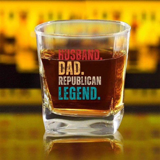 Husband Dad Republican Legend Republican Supporter Square Whiskey Glasses
