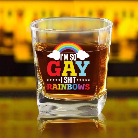 Gay Rights Rainbow Pride Month LGBTQ Gay Pride Square Whiskey Glasses
