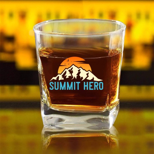 Summit Hero Climbers Mountaineering Mountain Guide Square Whiskey Glasses