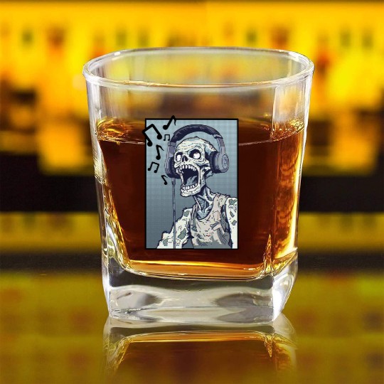 Zombie Singing Square Whiskey Glasses
