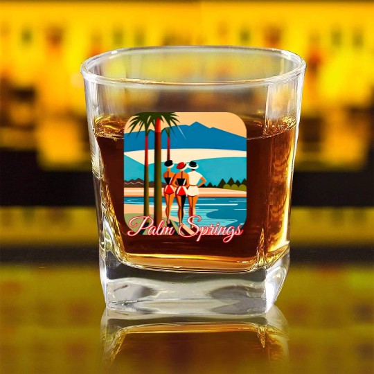 Palm Springs Swim Club Square Whiskey Glasses
