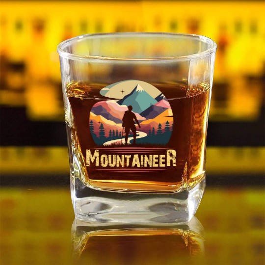Mountaineer Mountains climbing Hiker Wanderlust Square Whiskey Glasses