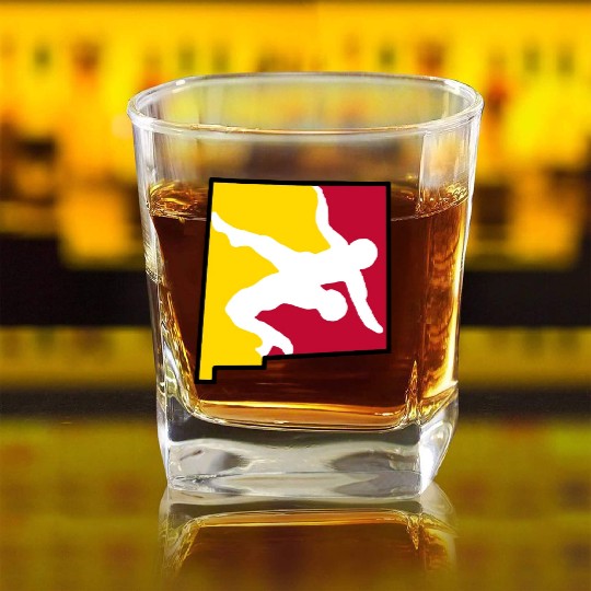 New Mexico Wrestling Square Whiskey Glasses