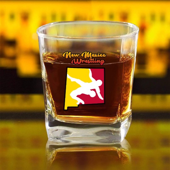 New Mexico Wrestling Square Whiskey Glasses