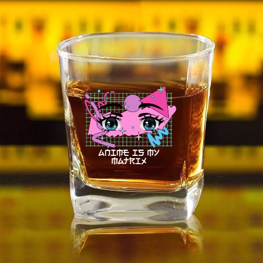Anime Is My Matrix Kawaii Japanese Cute Japan Anim Square Whiskey Glasses