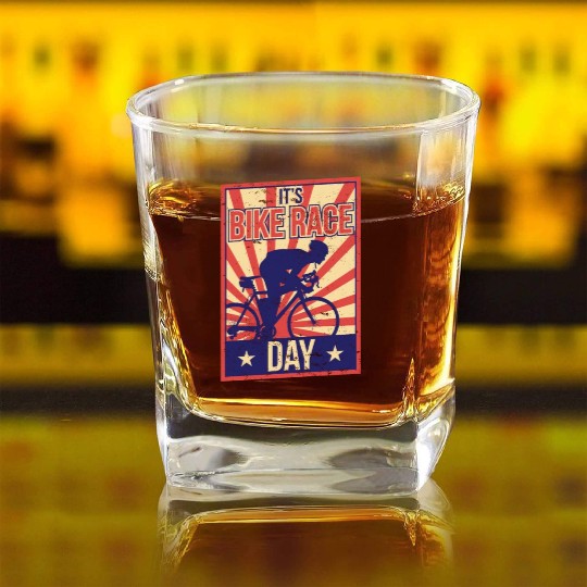 It's Bike Race Day Cycling Bicycle Racing Racer Square Whiskey Glasses