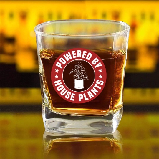 Powered By House Plants Square Whiskey Glasses