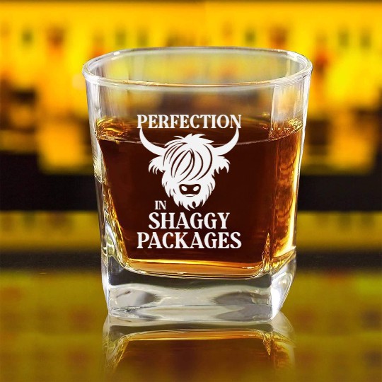 Perfection In Shaggy Packages Highland Cow Square Whiskey Glasses