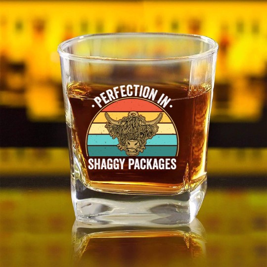 Perfection In Shaggy Packages Highland Cow Square Whiskey Glasses