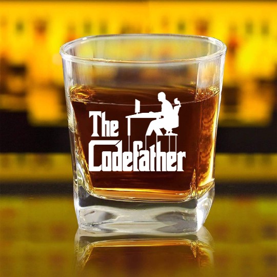 The Codefather Computer Scientist Programmer Cloud Square Whiskey Glasses