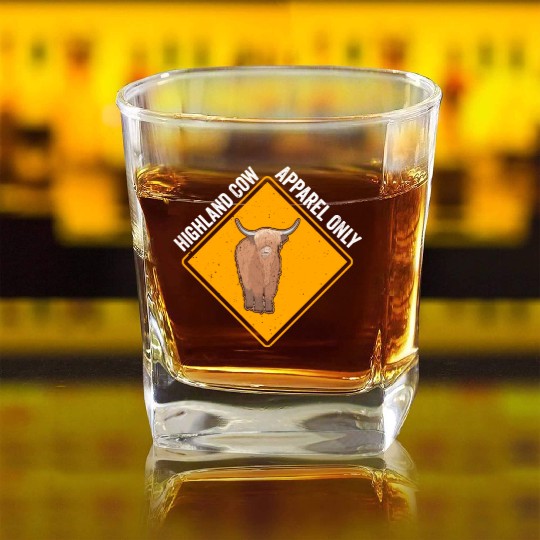 Highland Cow Apparel Only Square Whiskey Glasses