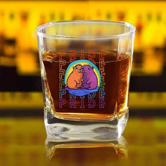 Pride Capybara Square Whiskey Glasses