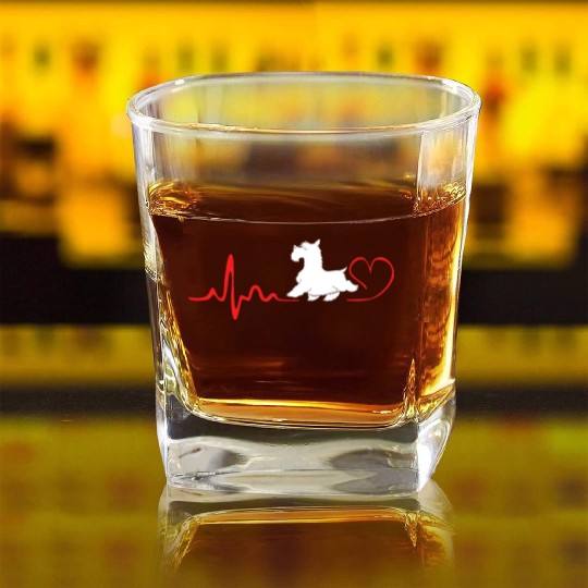 Scottie Dog Heartbeat Scottish Terrier Square Whiskey Glasses