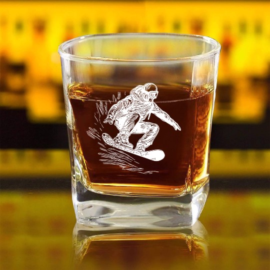 Snowboarding Jump Style Crass Snowboard Move Square Whiskey Glasses