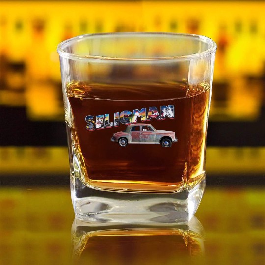 Old car city of Seligman in Arizonna, US Route 66 Square Whiskey Glasses