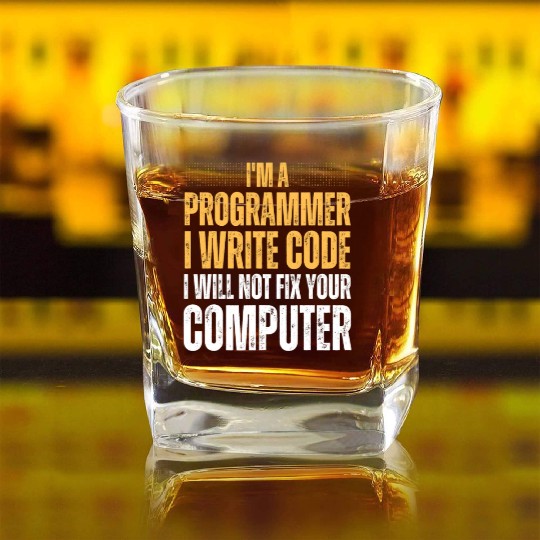 Computer Science Programmer Saying For Men Women Square Whiskey Glasses