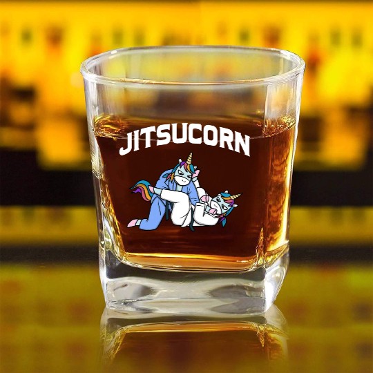 Jitsucorn Jiu Jitsu Unicorn MMA BJJ Judo 1 Square Whiskey Glasses