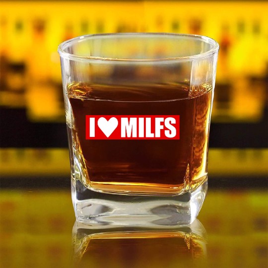 I love milfs red design Square Whiskey Glasses