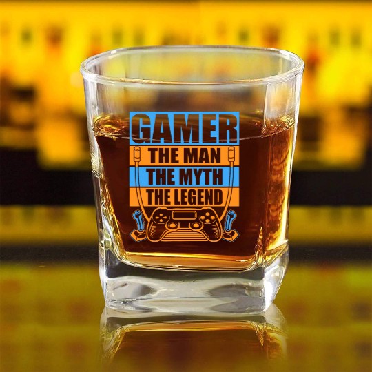 Gamer The Man, The Myth, The Legend Square Whiskey Glasses