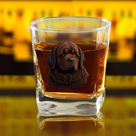 Brown Newfie Square Whiskey Glasses