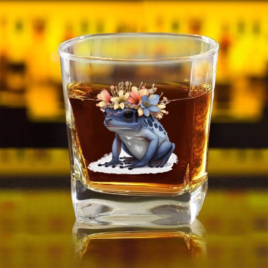 Cute Poison Dart Frog Flower Crown Amphibian Lover Square Whiskey Glasses