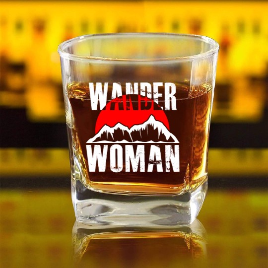 Wanderwoman Mountaineering Hiking Women Square Whiskey Glasses