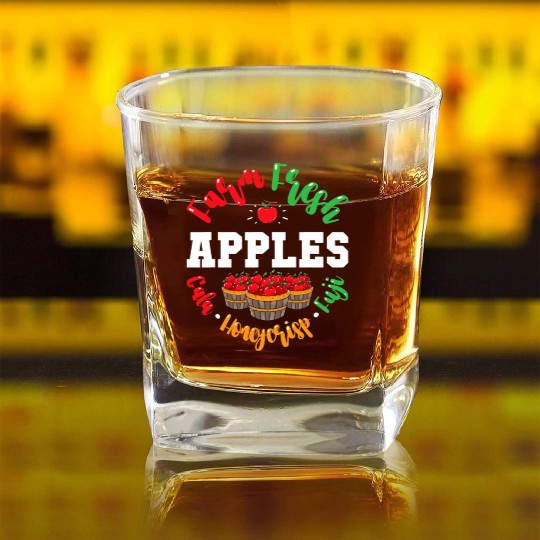 Apple Picking Farmer Fall For Toddlers Kids Women Square Whiskey Glasses