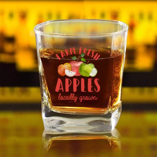 Apple Picking Farm Fresh Apples Farmer For Kids Square Whiskey Glasses