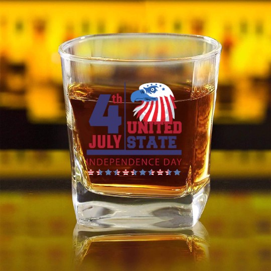 4th July Independence Day United State Eagle Square Whiskey Glasses