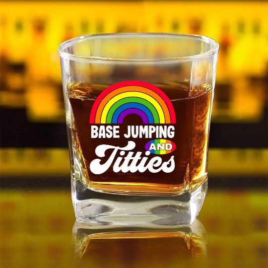 Base Jumping And Titties Funny Lgbt Gay Pride s Square Whiskey Glasses
