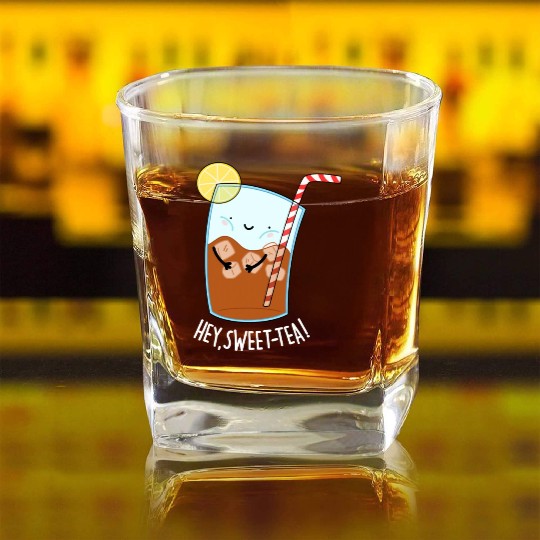 Hey Sweet Tea Cute Iced Tea Square Whiskey Glasses