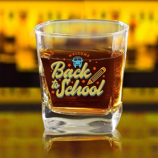 Welcome Back To School School Bus Driver Square Whiskey Glasses